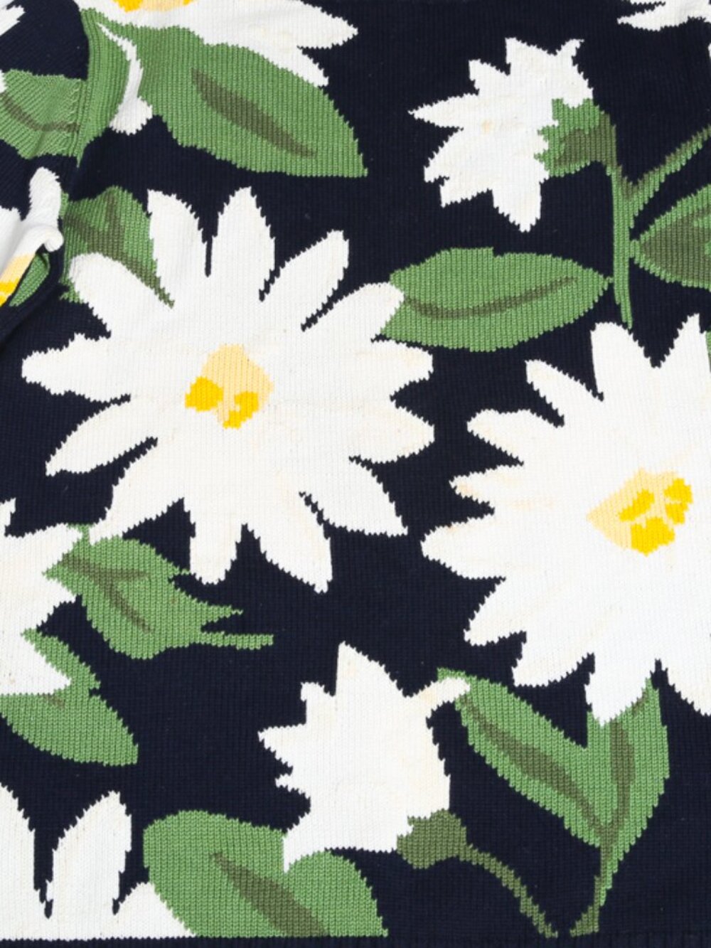 Vintage 1990s JONES NEW YORK 100% Cotton Graphic Daisy Sweater - Picture 5 of 13